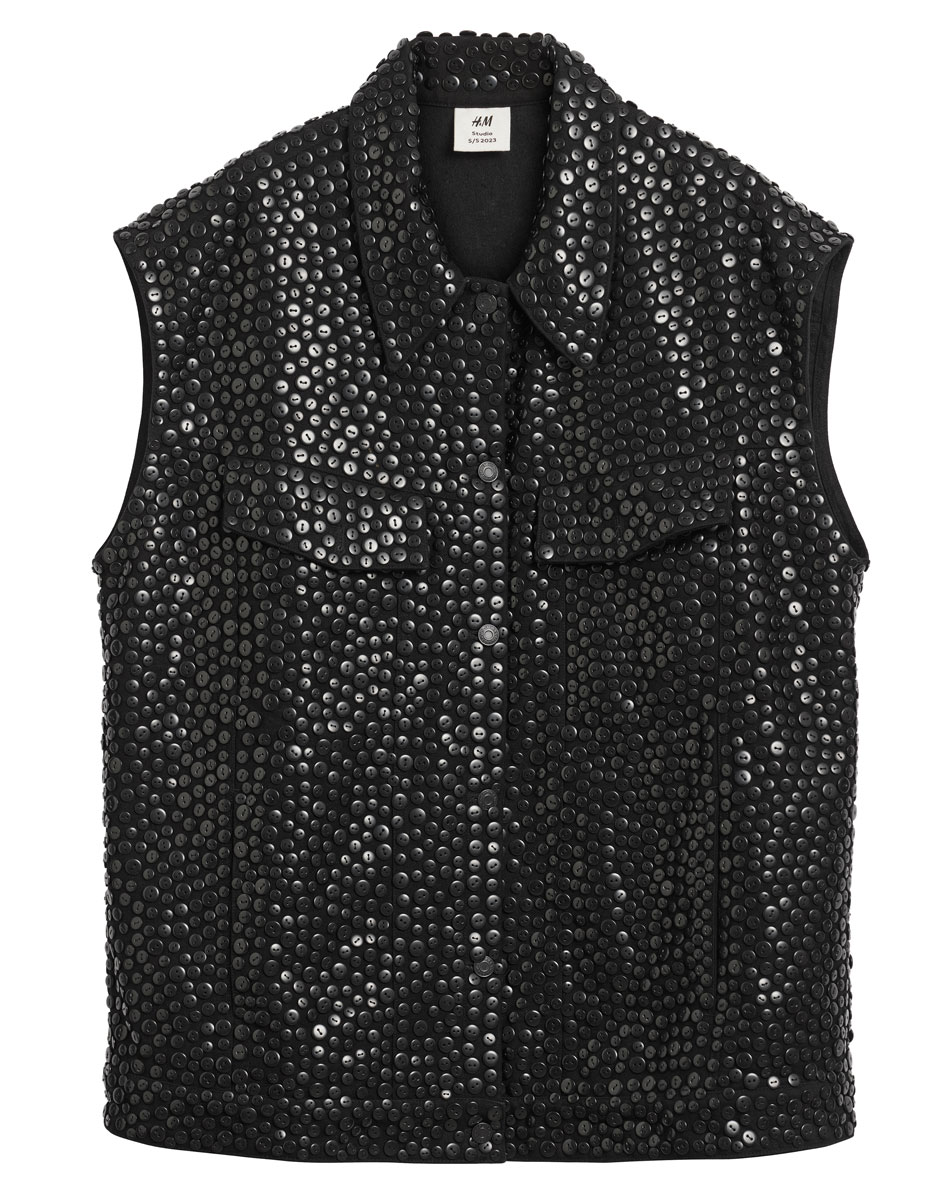 Black vest covered with buttons from H&M's SS/23 Studio Collection